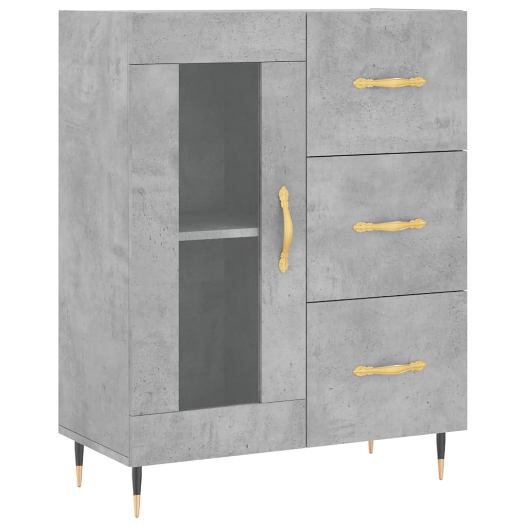 Buffet haut Gris béton 69,5x34x180 cm Bois d'ingénierie - XIOS