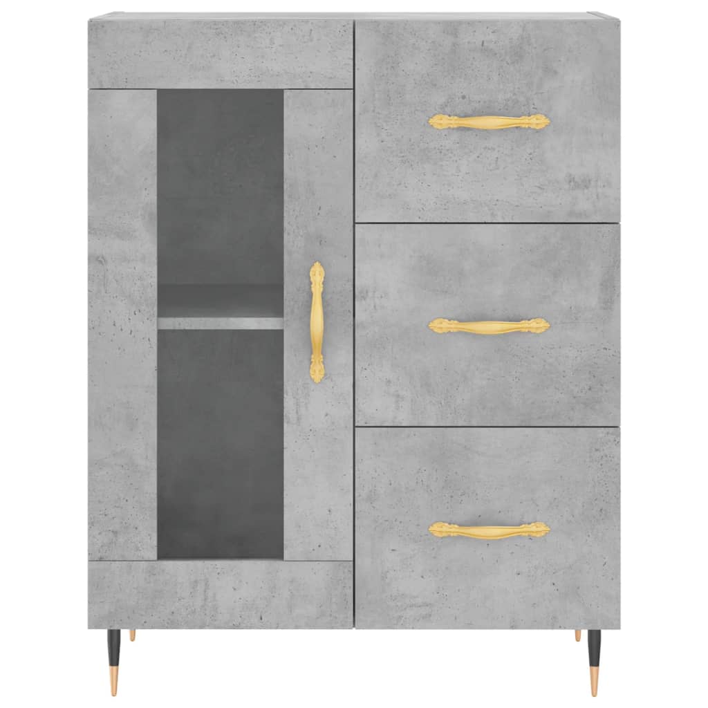 Buffet haut Gris béton 69,5x34x180 cm Bois d'ingénierie - XIOS