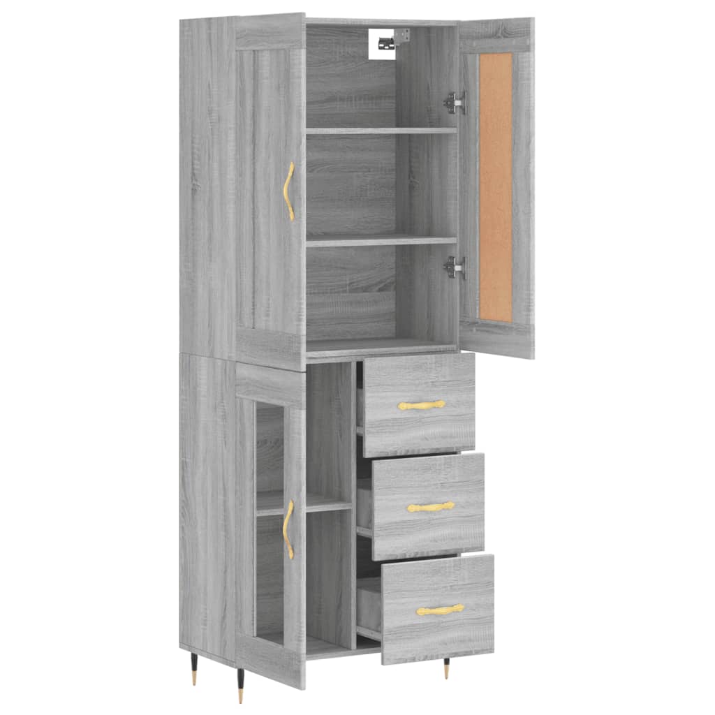 Buffet haut Sonoma gris 69,5x34x180 cm Bois d'ingénierie - XIOS