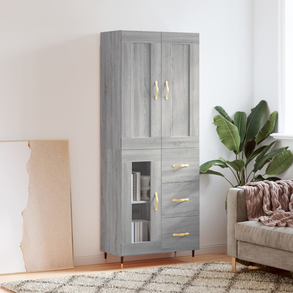 Buffet haut Sonoma gris 69,5x34x180 cm Bois d'ingénierie - XIOS