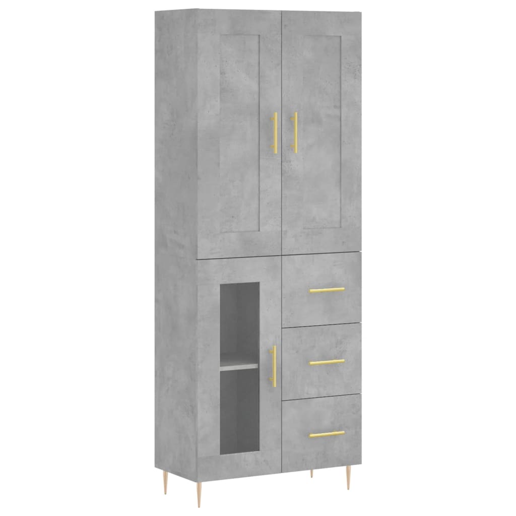 Buffet haut Gris béton 69,5x34x180 cm Bois d'ingénierie - XIOS