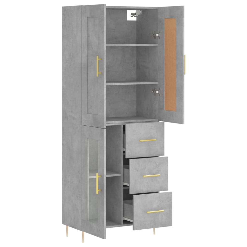 Buffet haut Gris béton 69,5x34x180 cm Bois d'ingénierie - XIOS