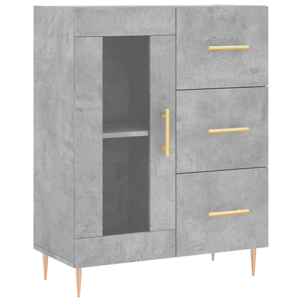 Buffet haut Gris béton 69,5x34x180 cm Bois d'ingénierie - XIOS