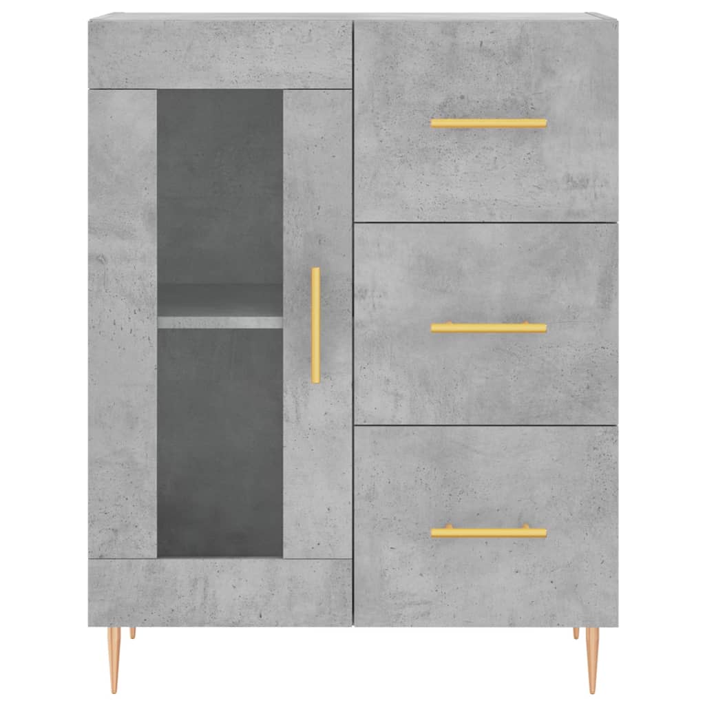 Buffet haut Gris béton 69,5x34x180 cm Bois d'ingénierie - XIOS