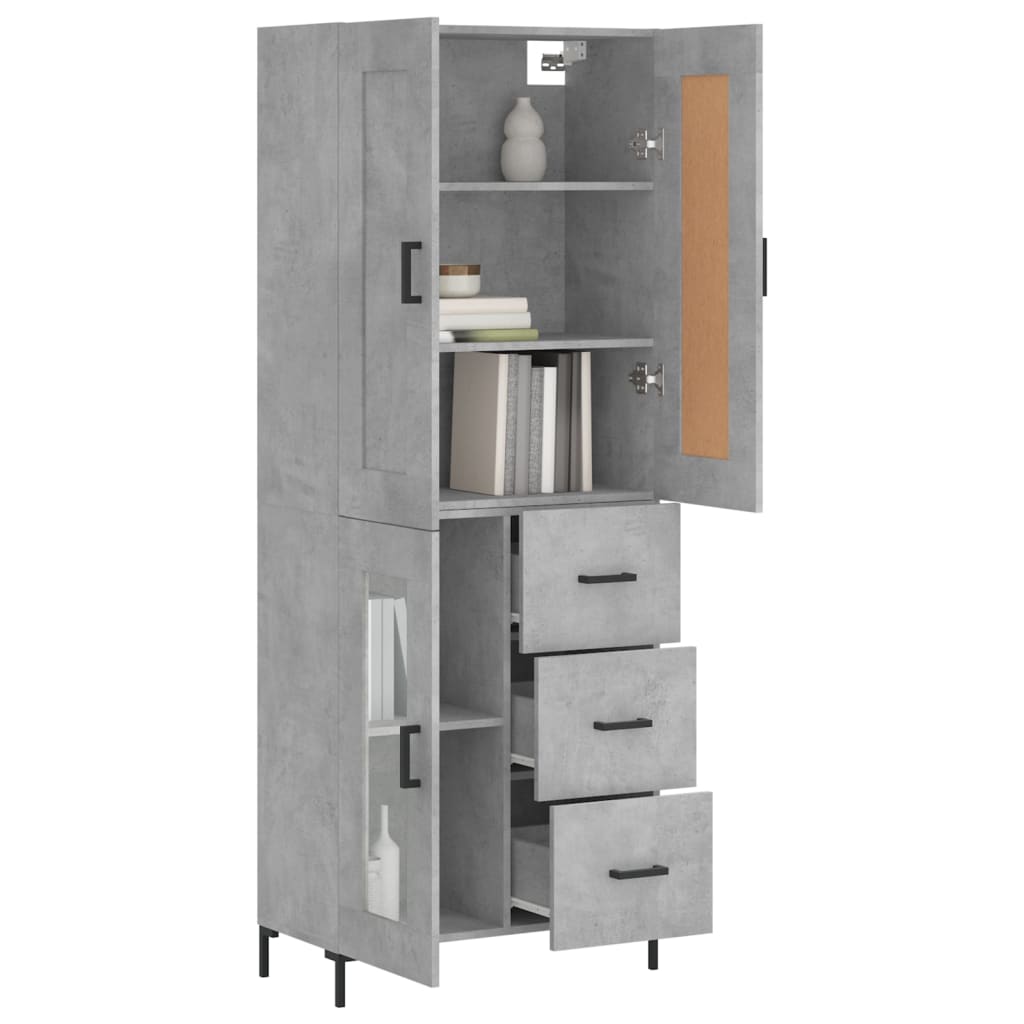 Buffet haut Gris béton 69,5x34x180 cm Bois d'ingénierie - XIOS