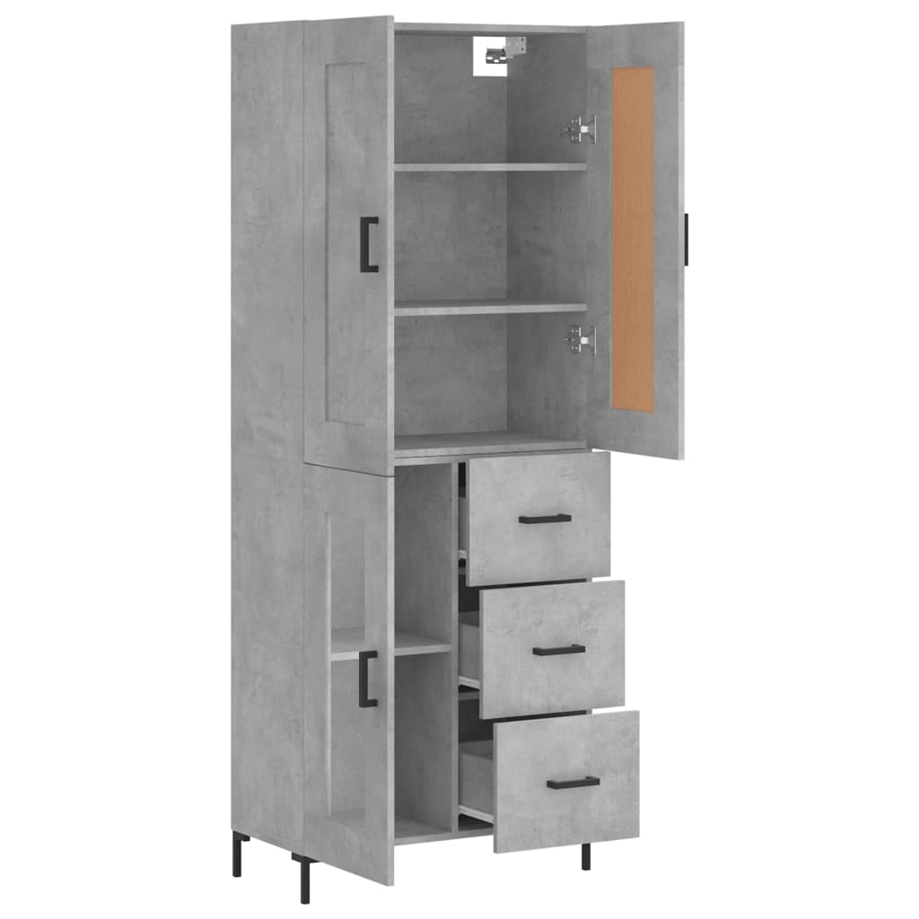 Buffet haut Gris béton 69,5x34x180 cm Bois d'ingénierie - XIOS