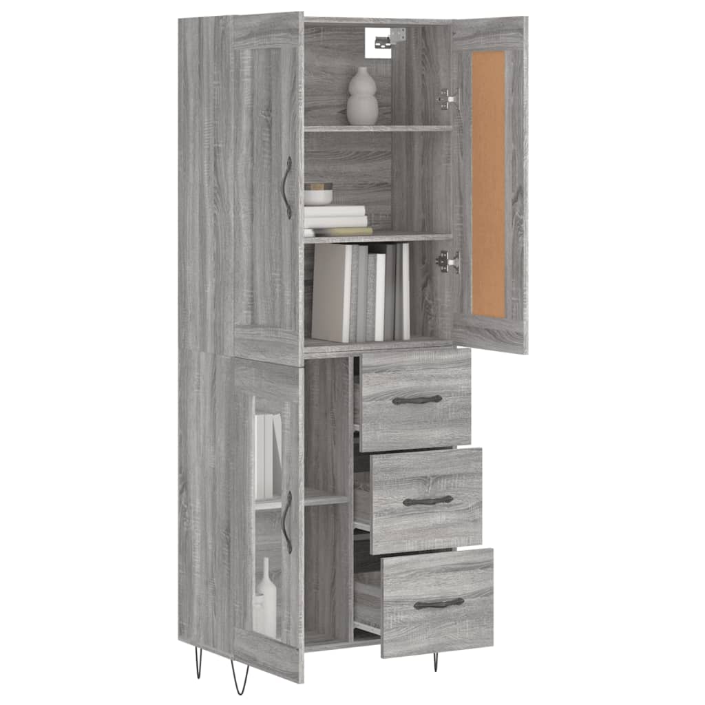Buffet haut Sonoma gris 69,5x34x180 cm Bois d'ingénierie - XIOS