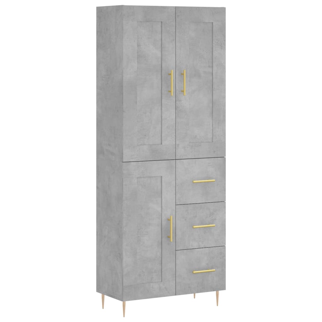 Buffet haut Gris béton 69,5x34x180 cm Bois d'ingénierie - XIOS