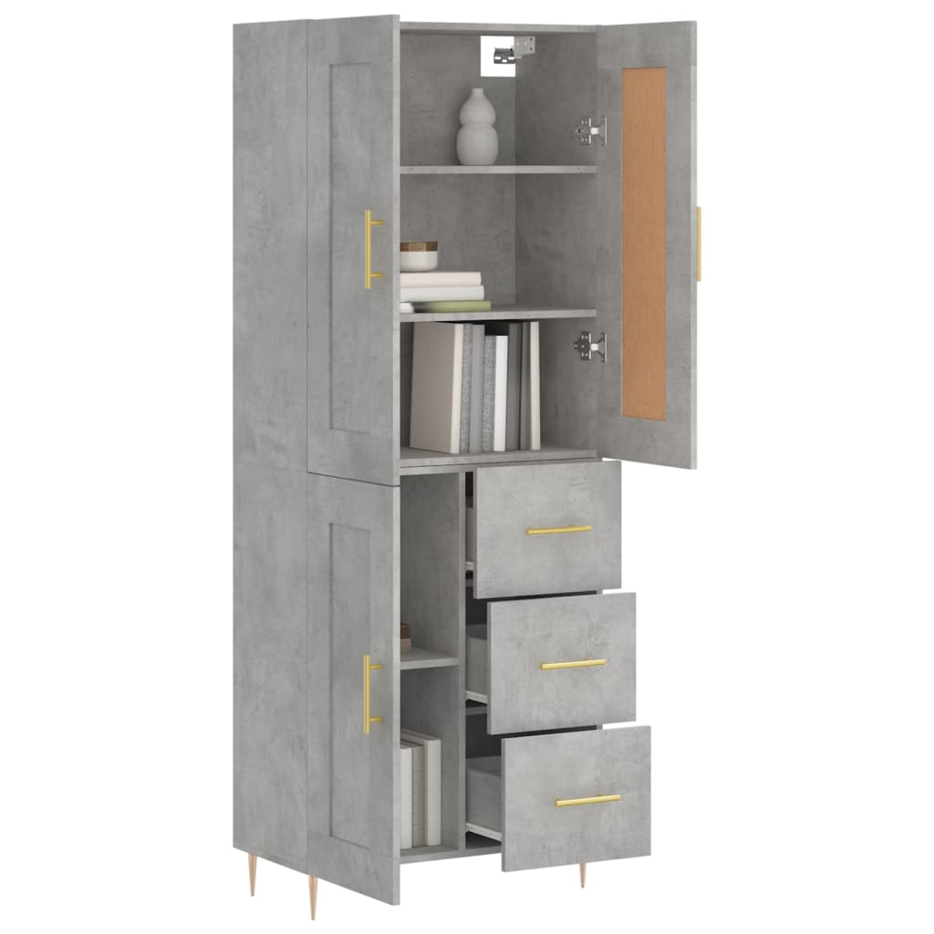 Buffet haut Gris béton 69,5x34x180 cm Bois d'ingénierie - XIOS