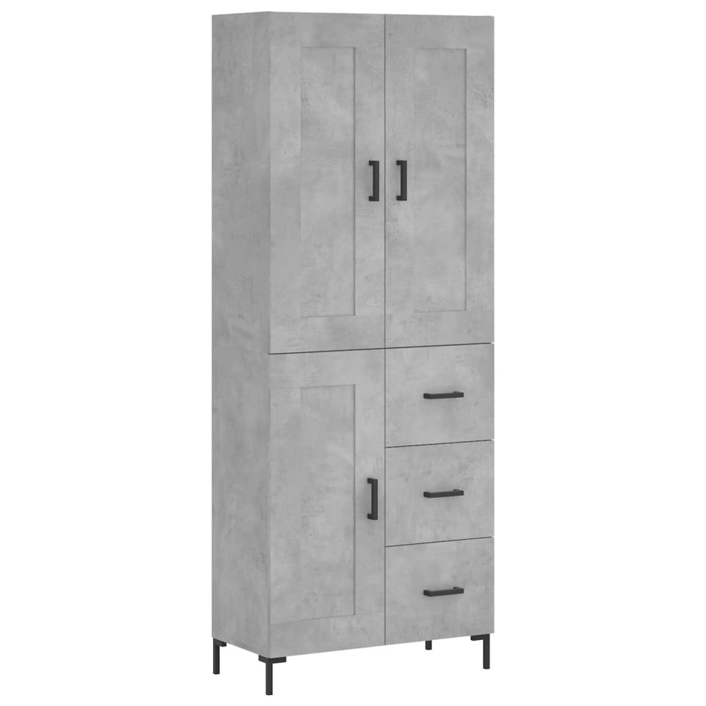 Buffet haut Gris béton 69,5x34x180 cm Bois d'ingénierie - XIOS