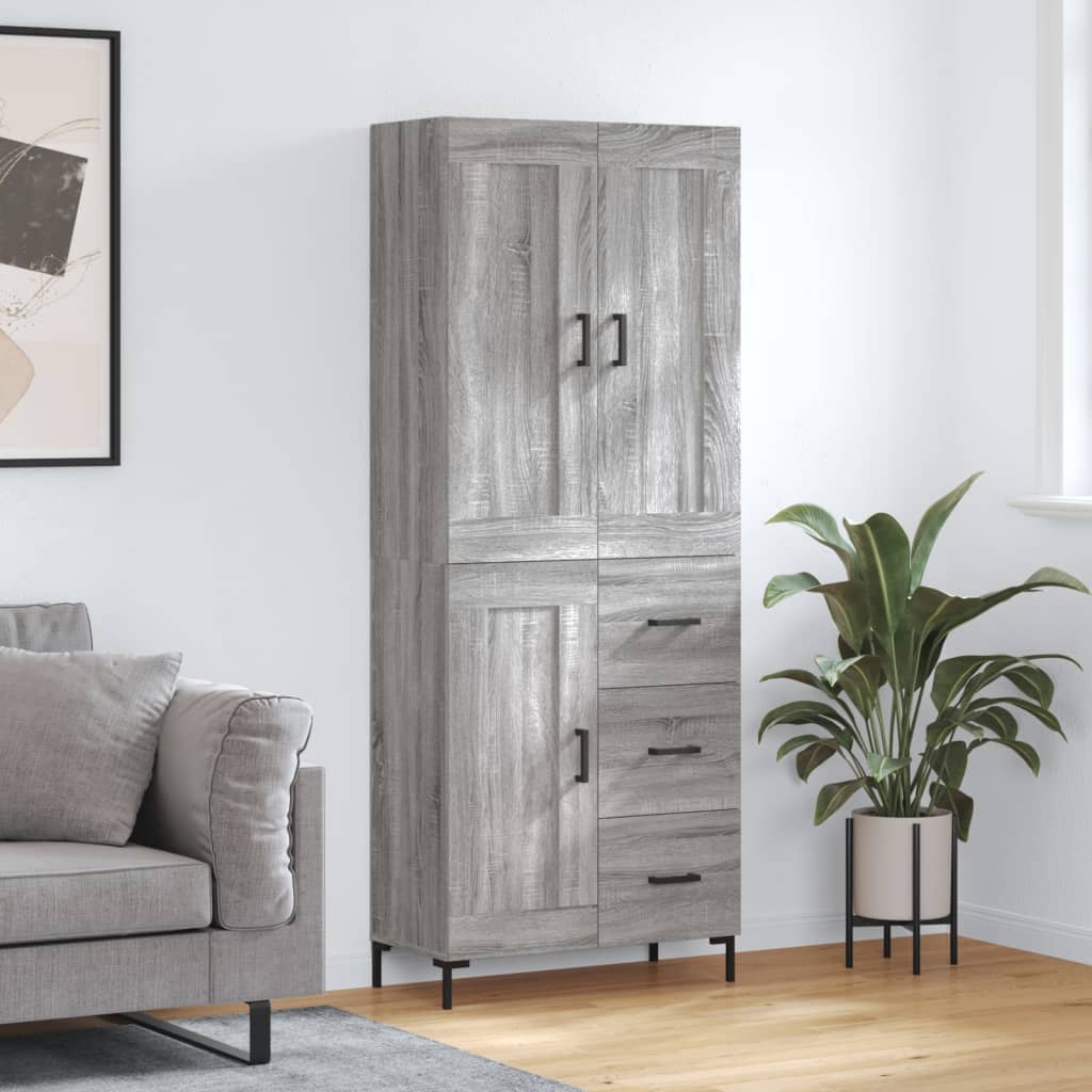 Buffet haut Sonoma gris 69,5x34x180 cm Bois d'ingénierie - XIOS