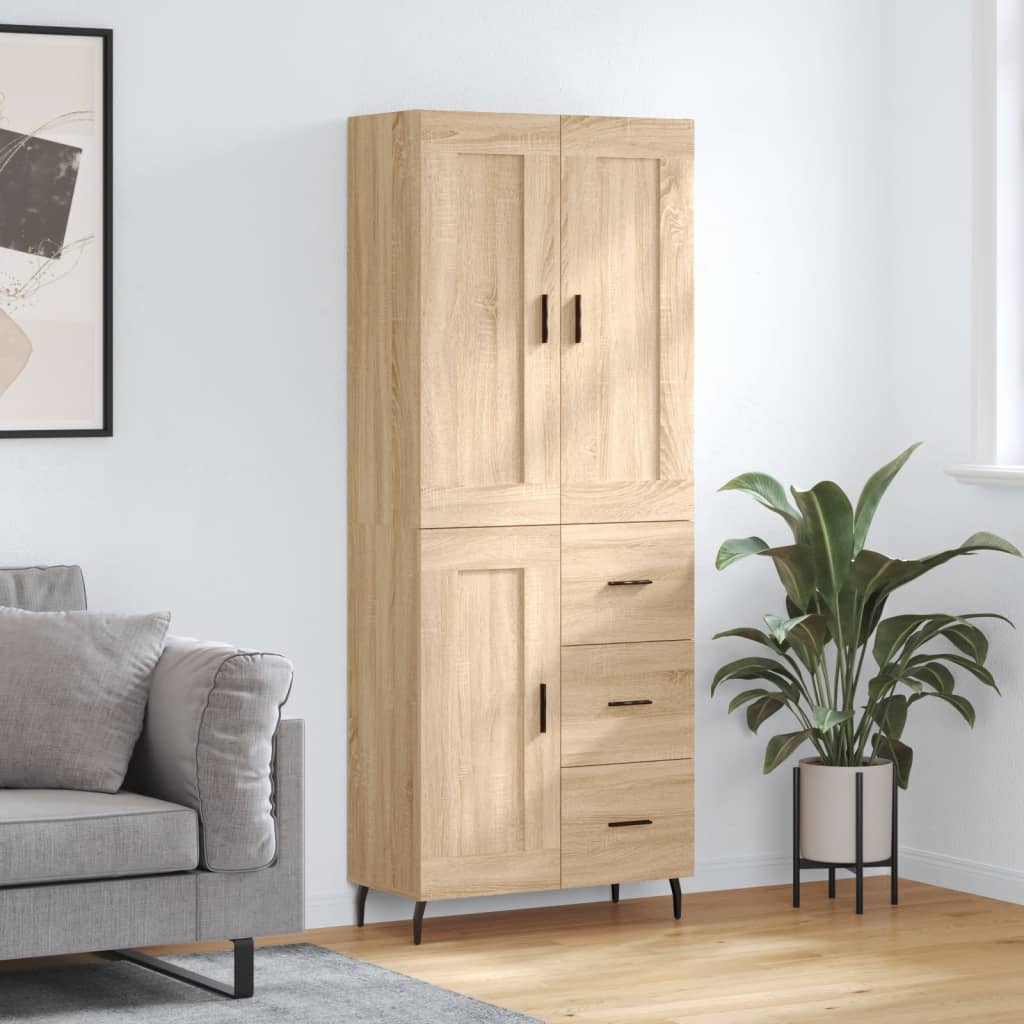 Buffet haut Chêne sonoma 69,5x34x180 cm Bois d'ingénierie