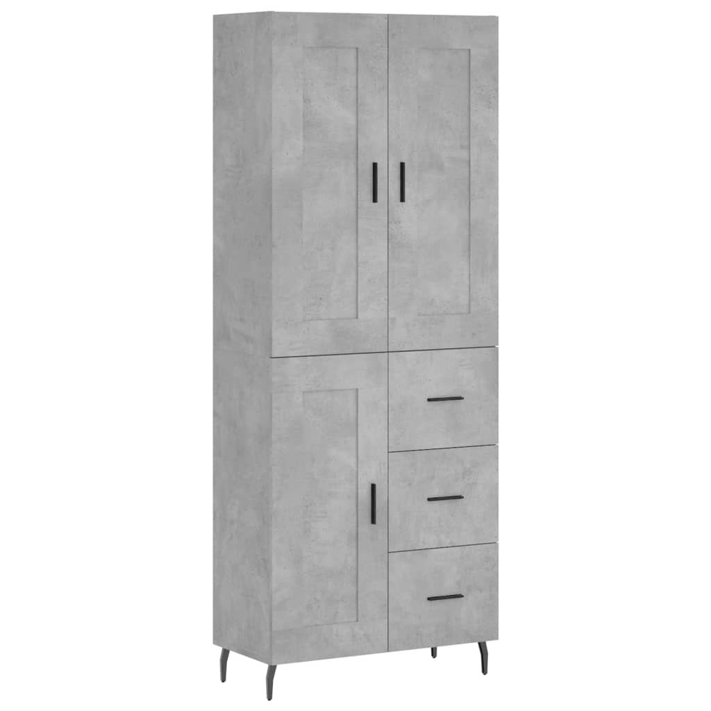 Buffet haut Gris béton 69,5x34x180 cm Bois d'ingénierie - XIOS