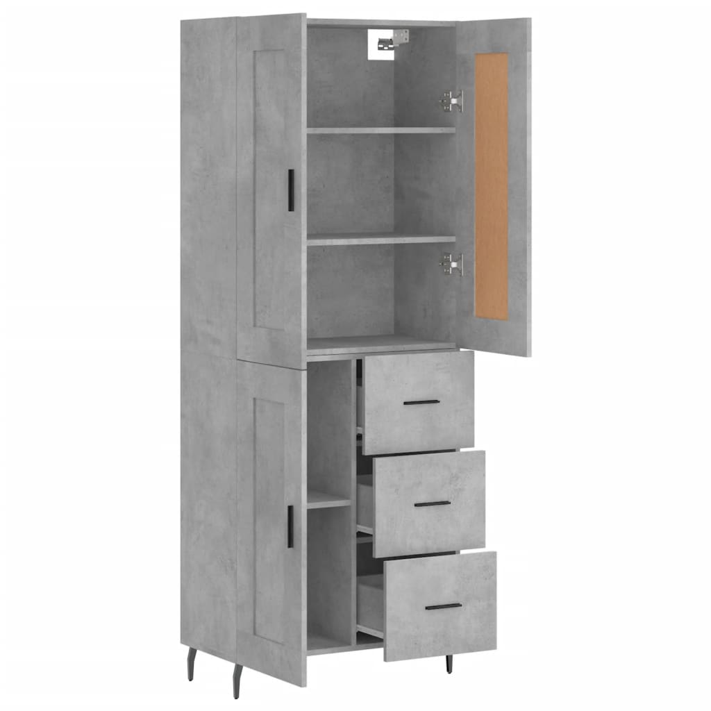 Buffet haut Gris béton 69,5x34x180 cm Bois d'ingénierie - XIOS
