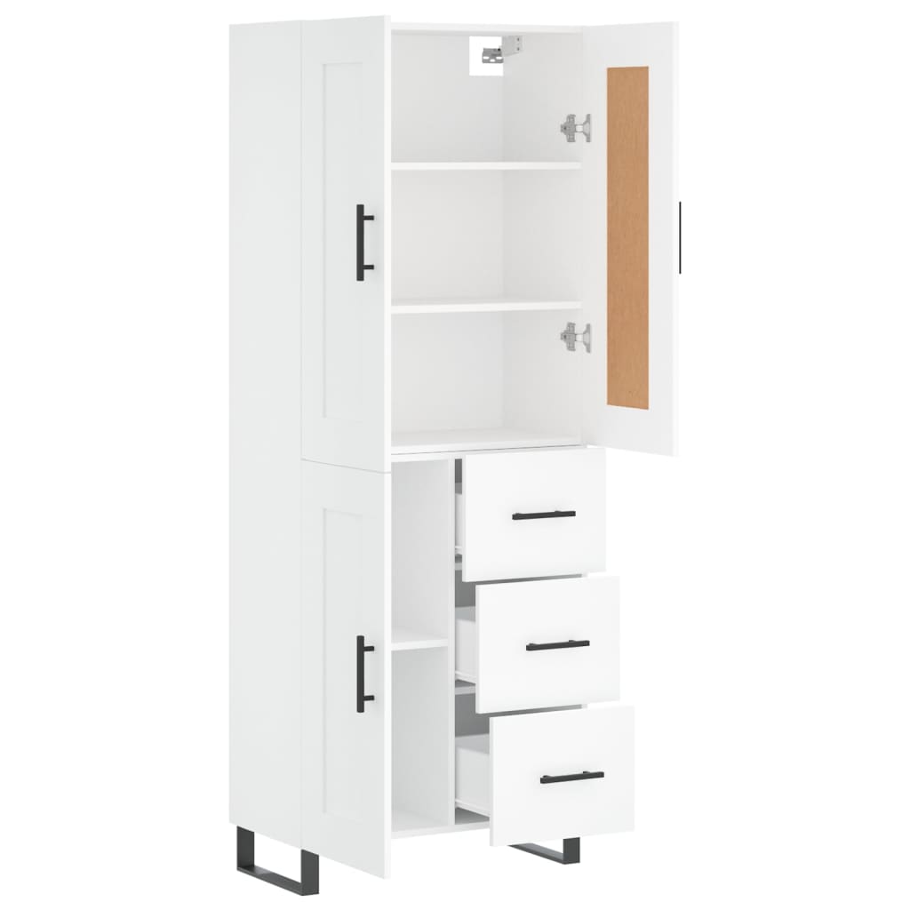 Buffet haut Blanc 69,5x34x180 cm Bois d'ingénierie