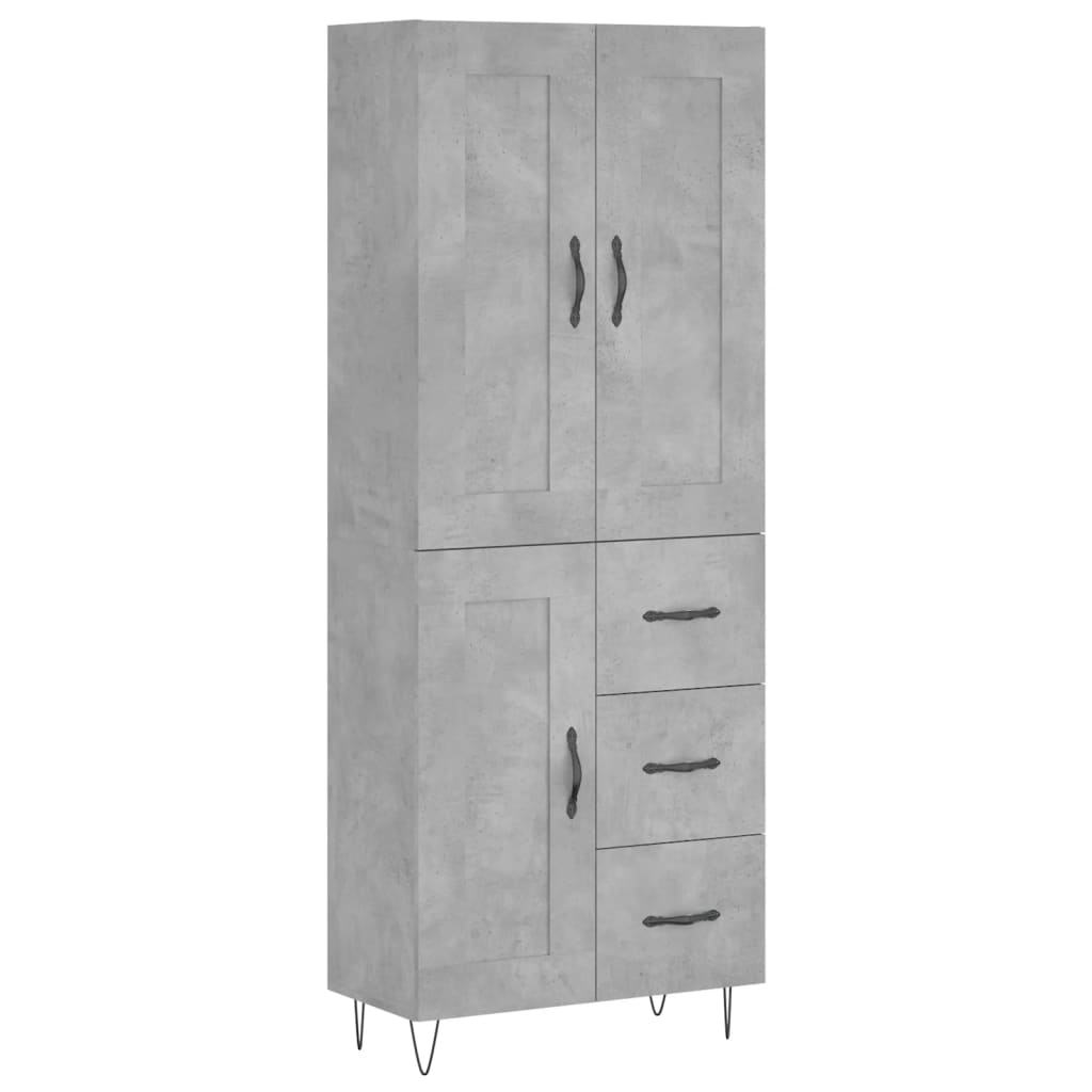 Buffet haut Gris béton 69,5x34x180 cm Bois d'ingénierie - XIOS