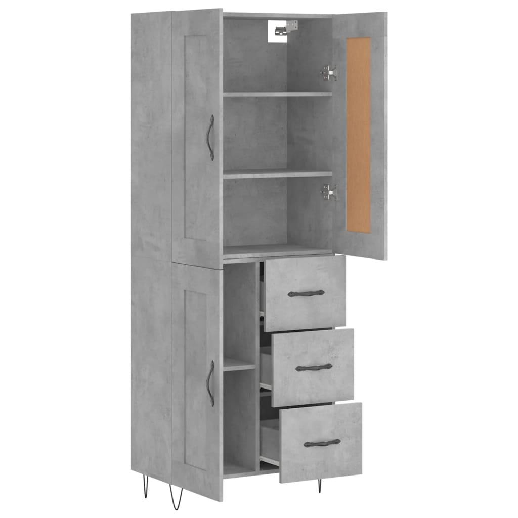 Buffet haut Gris béton 69,5x34x180 cm Bois d'ingénierie - XIOS