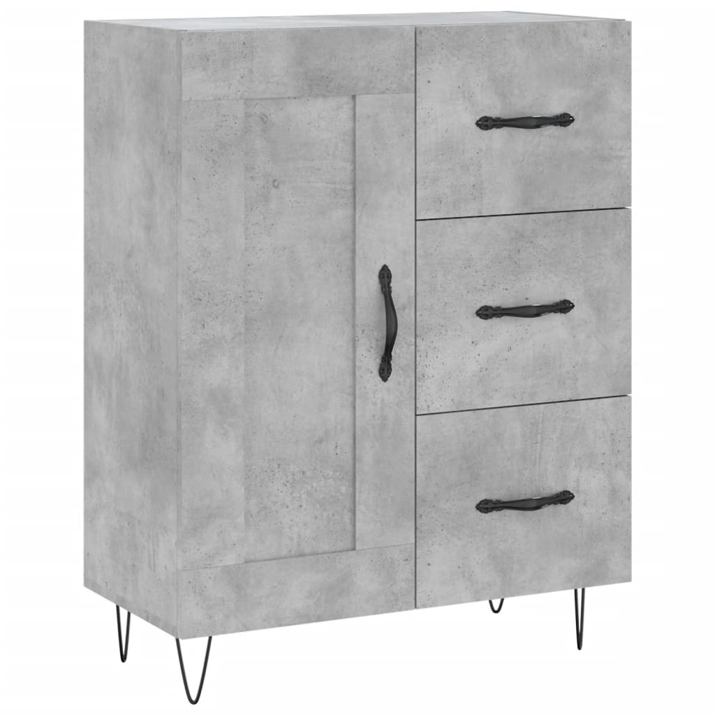 Buffet haut Gris béton 69,5x34x180 cm Bois d'ingénierie - XIOS