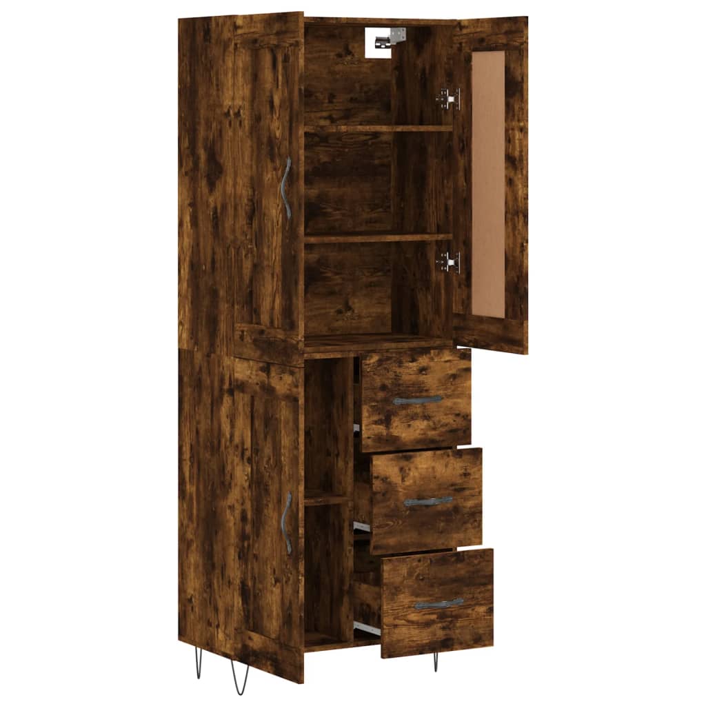Buffet haut Chêne fumé 69,5x34x180 cm Bois d'ingénierie - XIOS