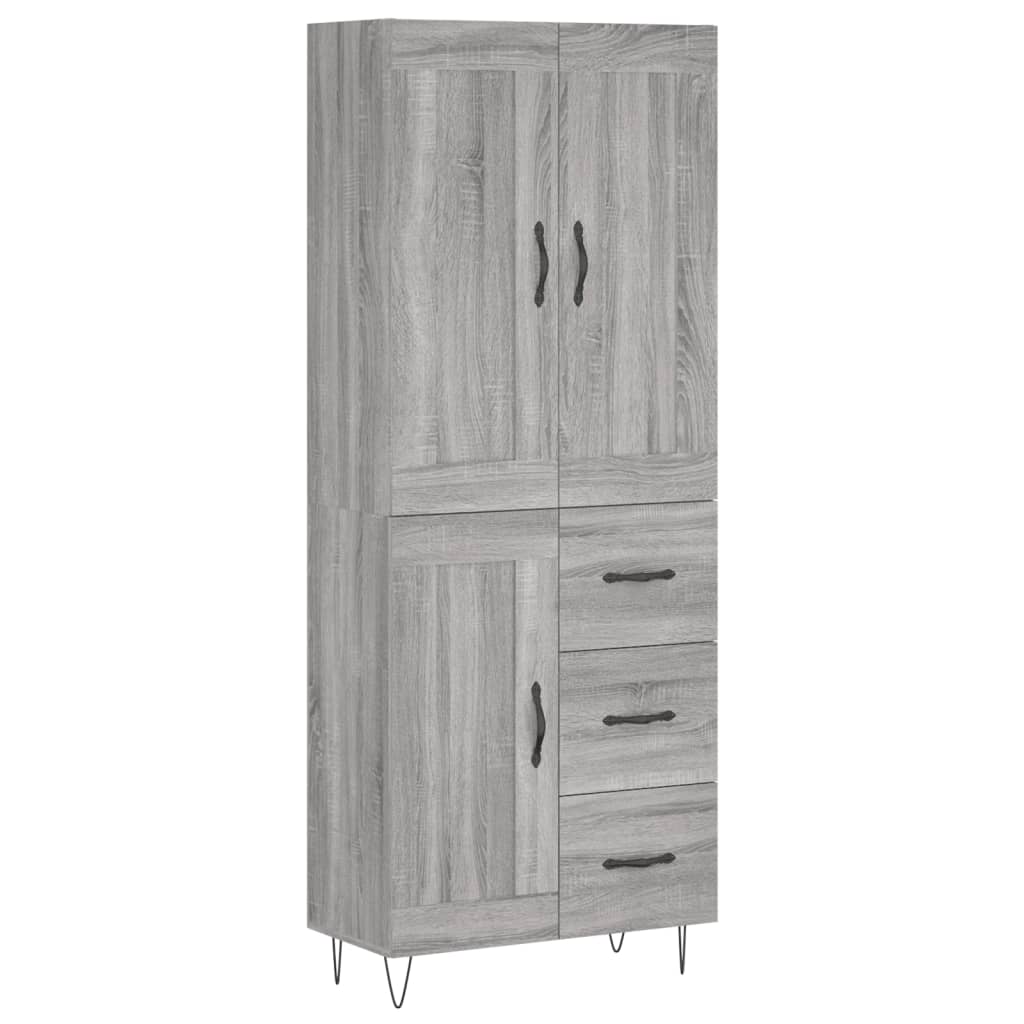 Buffet haut Sonoma gris 69,5x34x180 cm Bois d'ingénierie