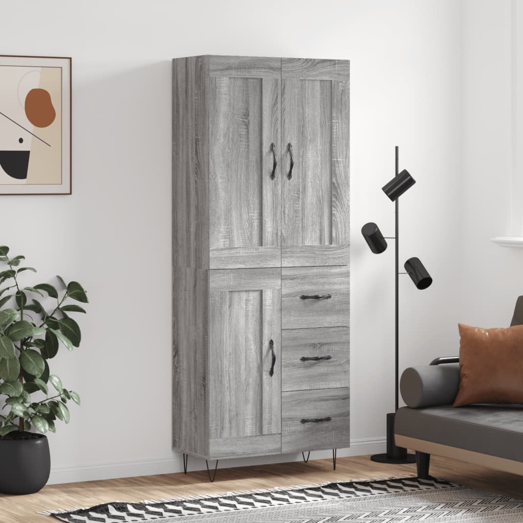 Buffet haut Sonoma gris 69,5x34x180 cm Bois d'ingénierie - XIOS