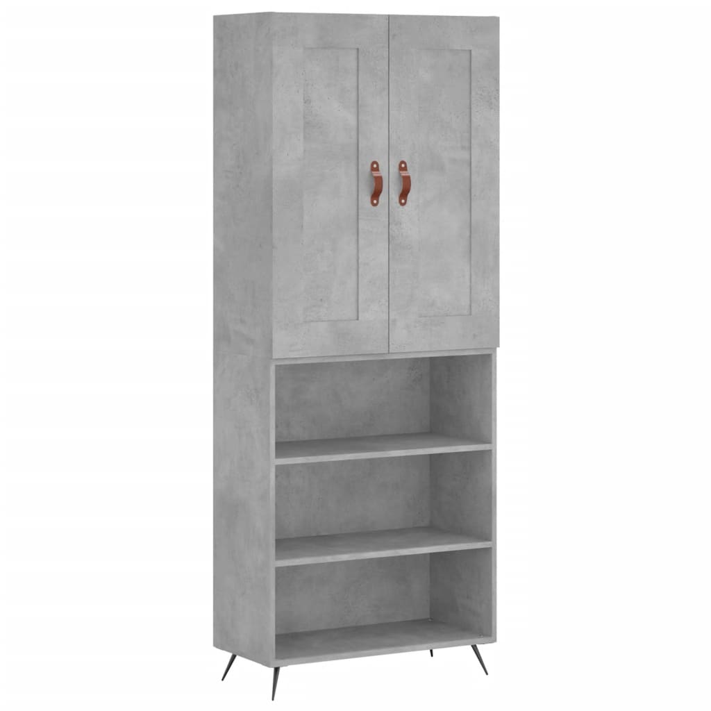 Buffet haut Gris béton 69,5x34x180 cm Bois d'ingénierie - XIOS