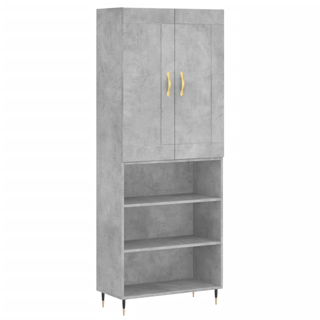 Buffet haut Gris béton 69,5x34x180 cm Bois d'ingénierie - XIOS