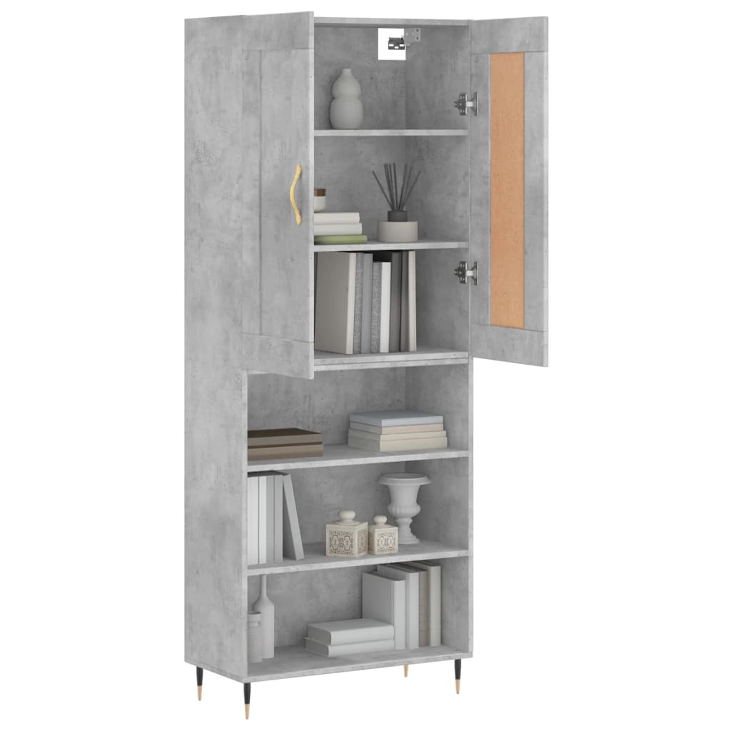 Buffet haut Gris béton 69,5x34x180 cm Bois d'ingénierie - XIOS