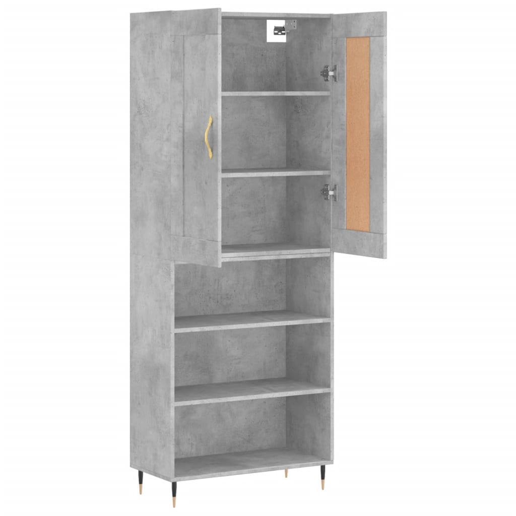 Buffet haut Gris béton 69,5x34x180 cm Bois d'ingénierie - XIOS