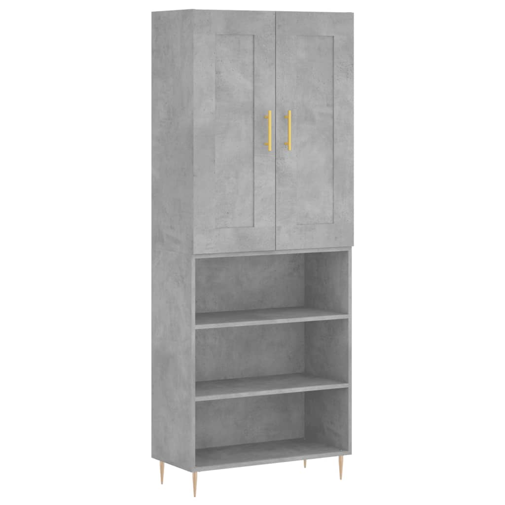 Buffet haut Gris béton 69,5x34x180 cm Bois d'ingénierie - XIOS