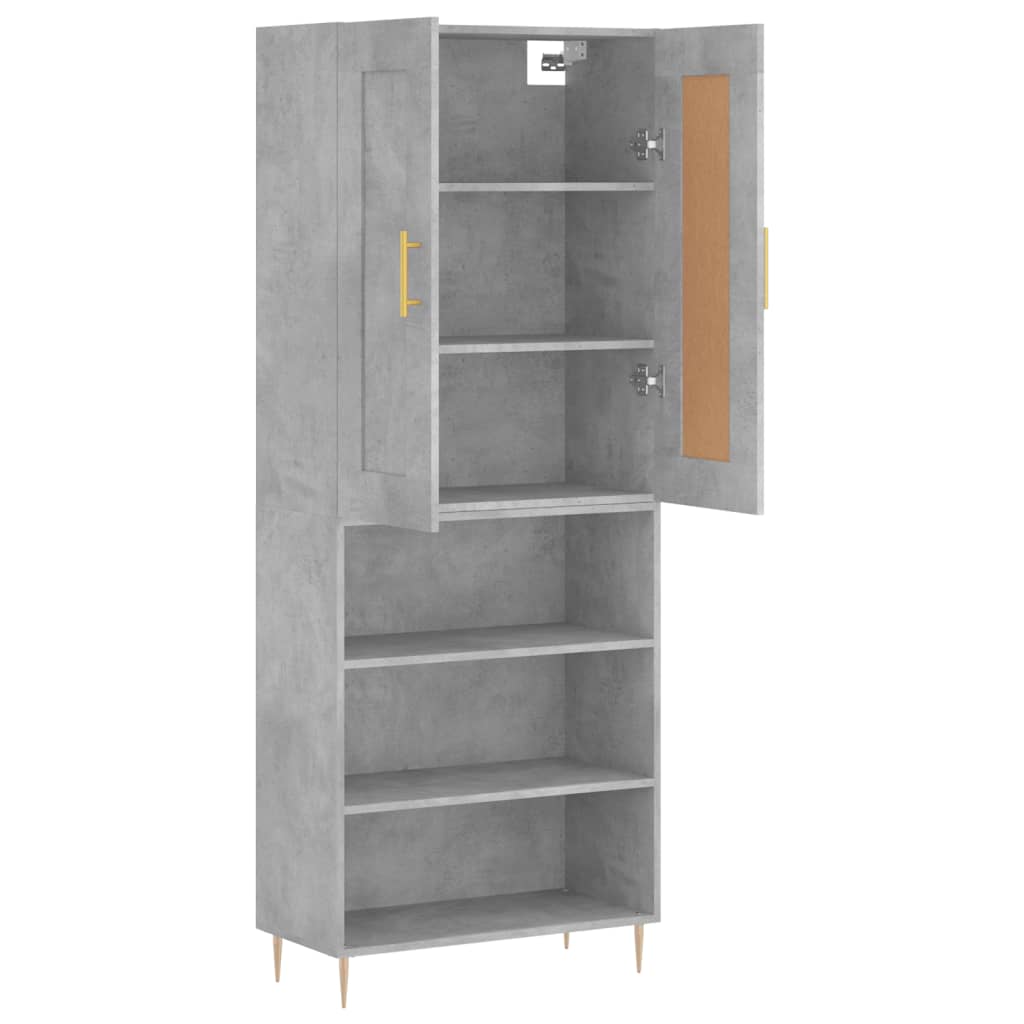 Buffet haut Gris béton 69,5x34x180 cm Bois d'ingénierie - XIOS