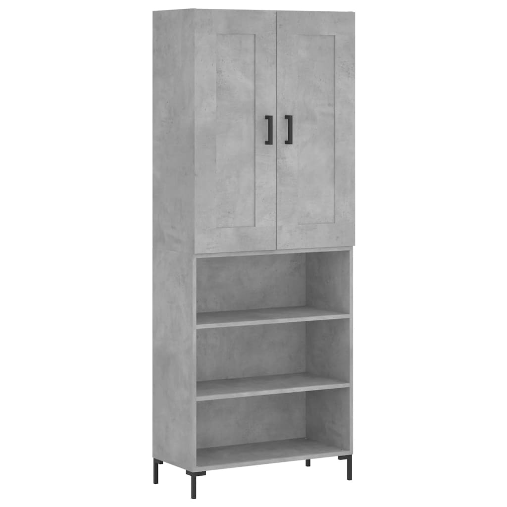 Buffet haut Gris béton 69,5x34x180 cm Bois d'ingénierie - XIOS