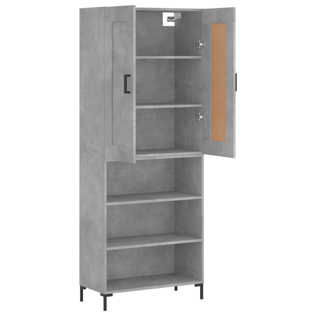 Buffet haut Gris béton 69,5x34x180 cm Bois d'ingénierie - XIOS