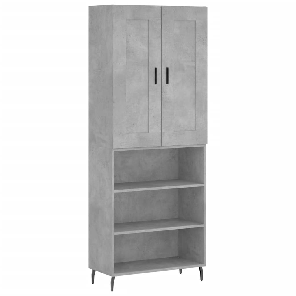 Buffet haut Gris béton 69,5x34x180 cm Bois d'ingénierie - XIOS
