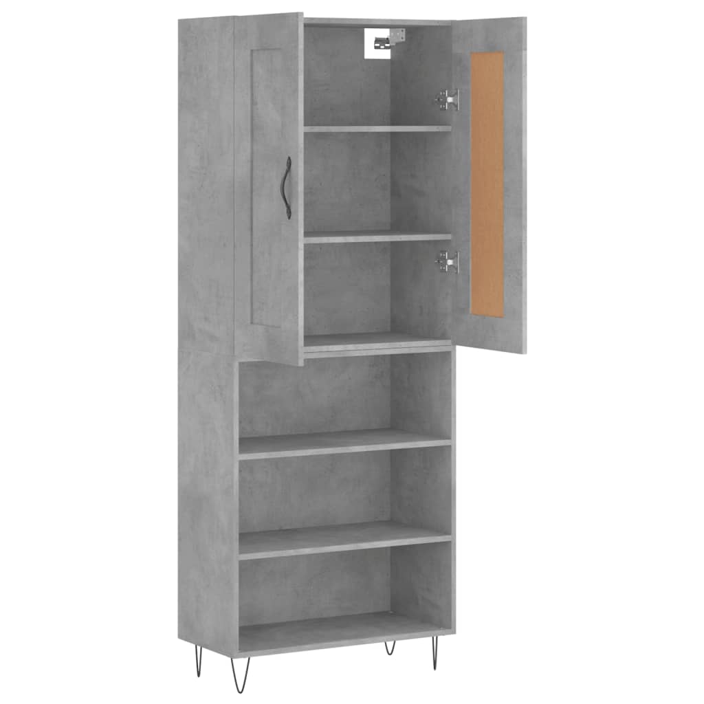 Buffet haut Gris béton 69,5x34x180 cm Bois d'ingénierie - XIOS