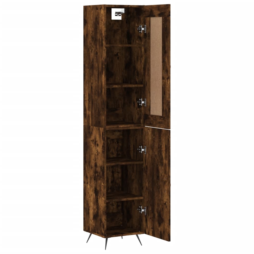 Buffet haut Chêne fumé 34,5x34x180 cm Bois d'ingénierie - XIOS