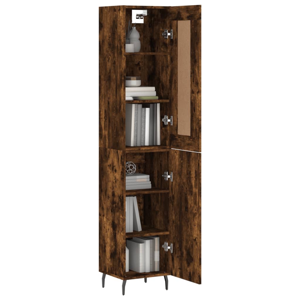 Buffet haut Chêne fumé 34,5x34x180 cm Bois d'ingénierie - XIOS
