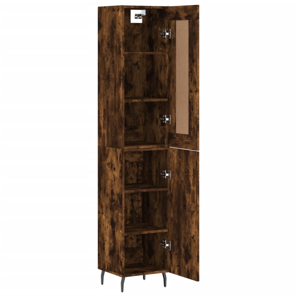 Buffet haut Chêne fumé 34,5x34x180 cm Bois d'ingénierie - XIOS