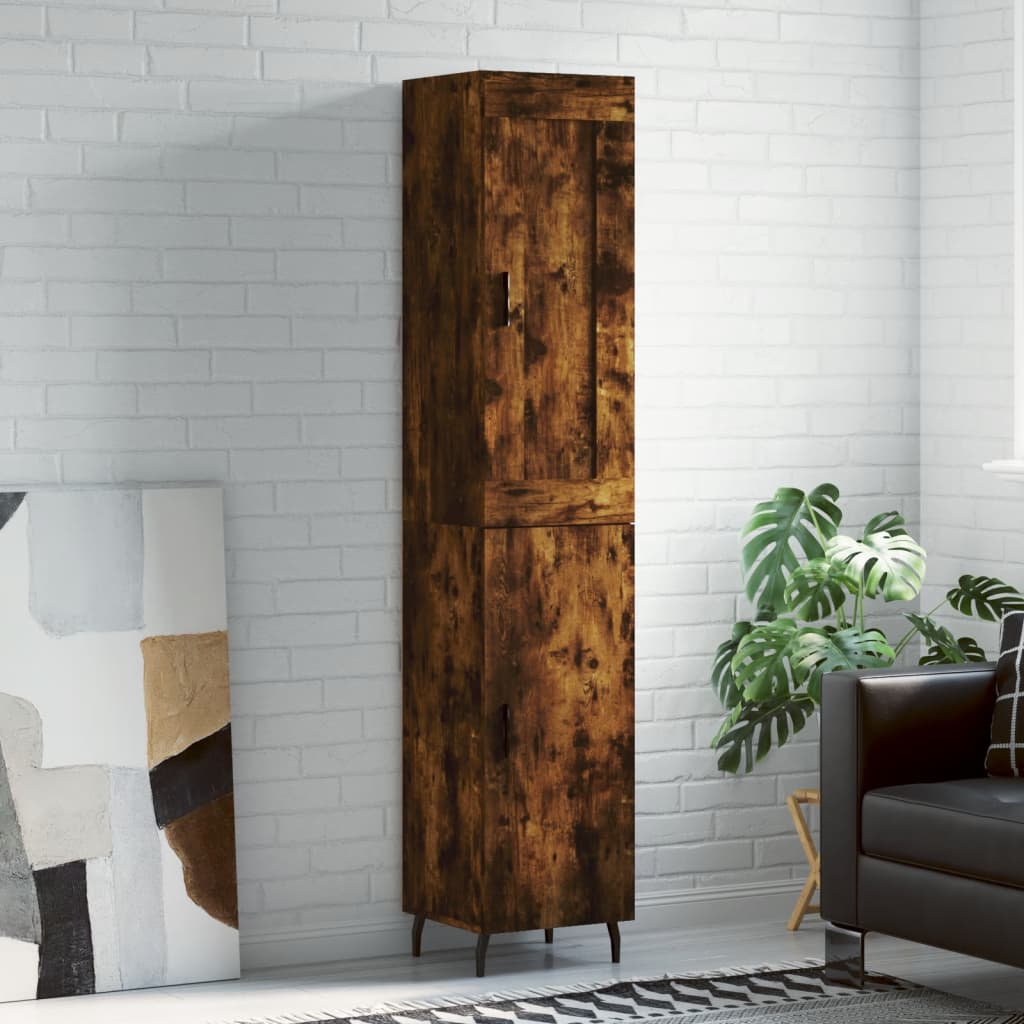 Buffet haut Chêne fumé 34,5x34x180 cm Bois d'ingénierie - XIOS