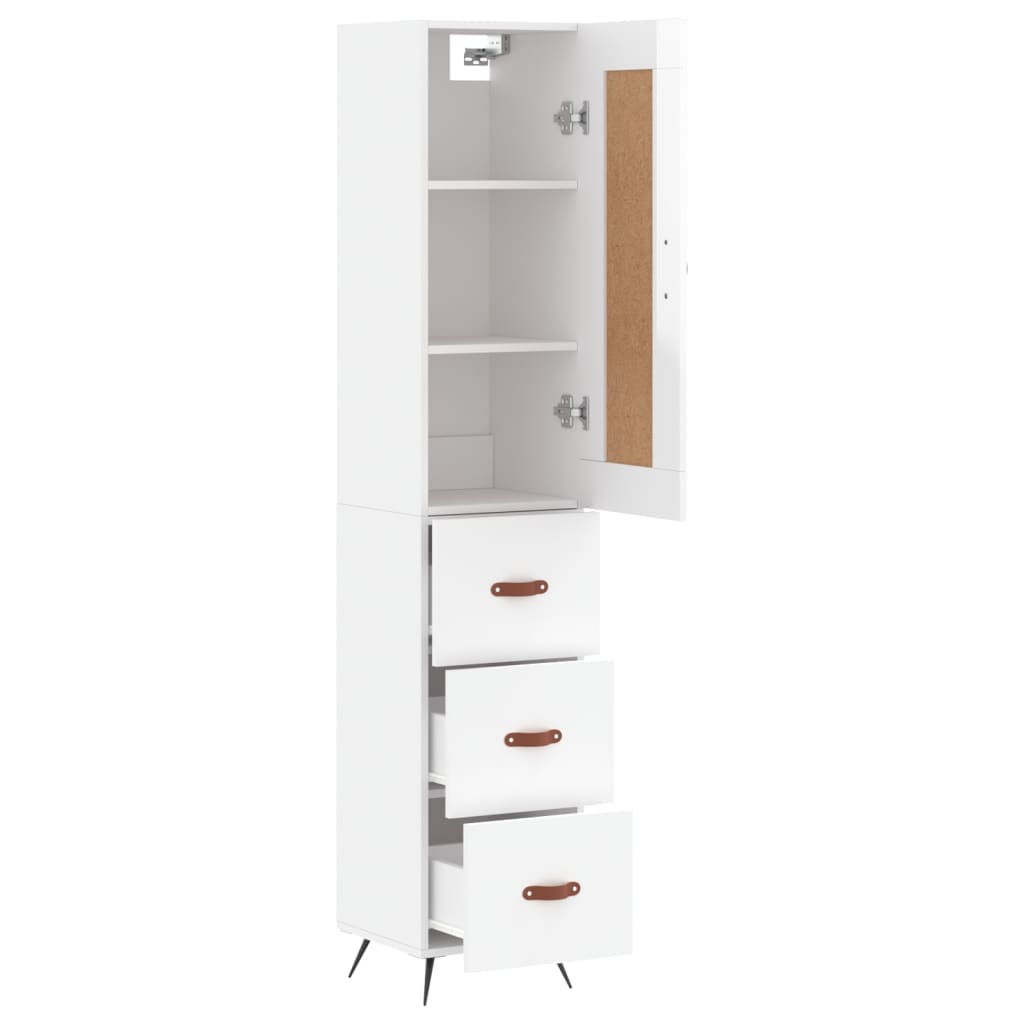 Buffet haut Blanc brillant 34,5x34x180 cm Bois d'ingénierie - XIOS