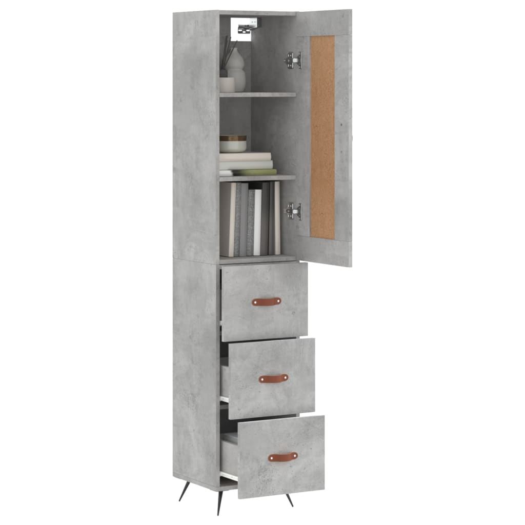 Buffet haut Gris béton 34,5x34x180 cm Bois d'ingénierie - XIOS