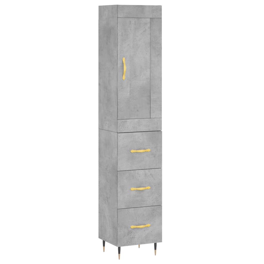 Buffet haut Gris béton 34,5x34x180 cm Bois d'ingénierie - XIOS