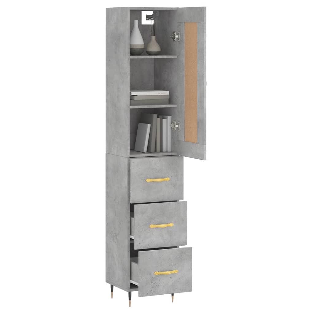 Buffet haut Gris béton 34,5x34x180 cm Bois d'ingénierie - XIOS