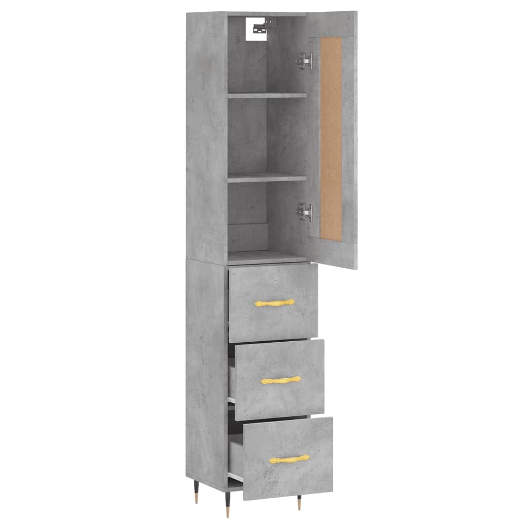 Buffet haut Gris béton 34,5x34x180 cm Bois d'ingénierie - XIOS