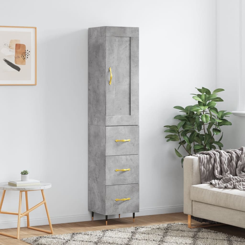 Buffet haut Gris béton 34,5x34x180 cm Bois d'ingénierie - XIOS