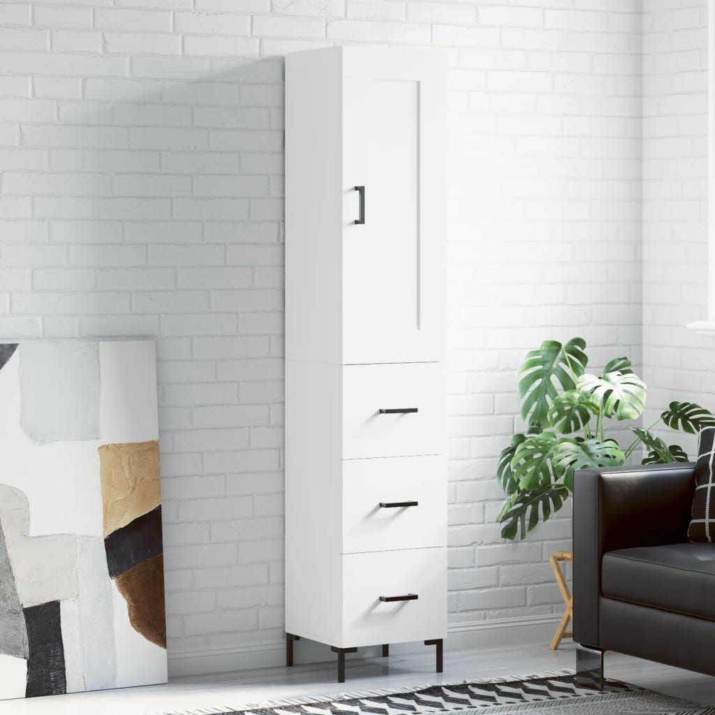 Buffet haut Blanc 34,5x34x180 cm Bois d'ingénierie - XIOS