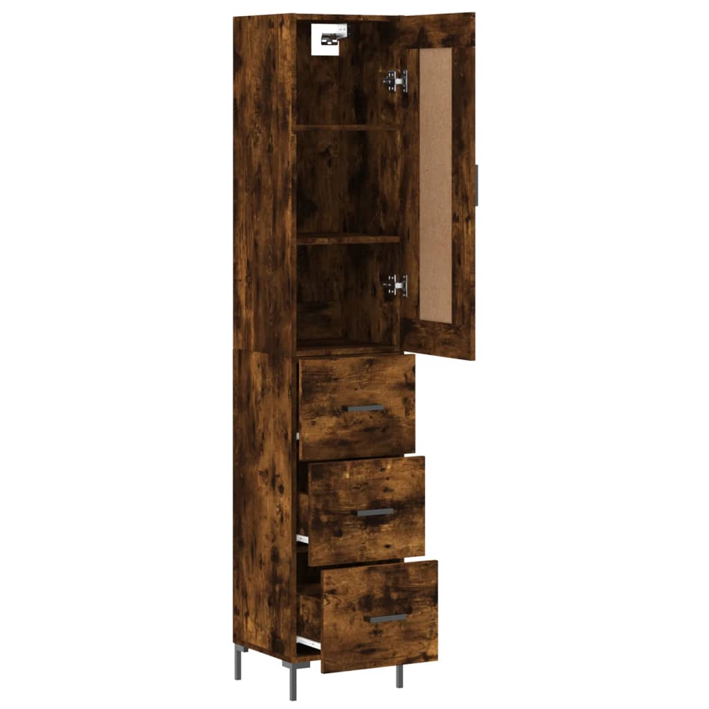 Buffet haut Chêne fumé 34,5x34x180 cm Bois d'ingénierie - XIOS