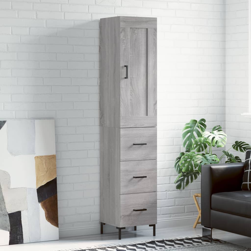 Buffet haut Sonoma gris 34,5x34x180 cm Bois d'ingénierie - XIOS
