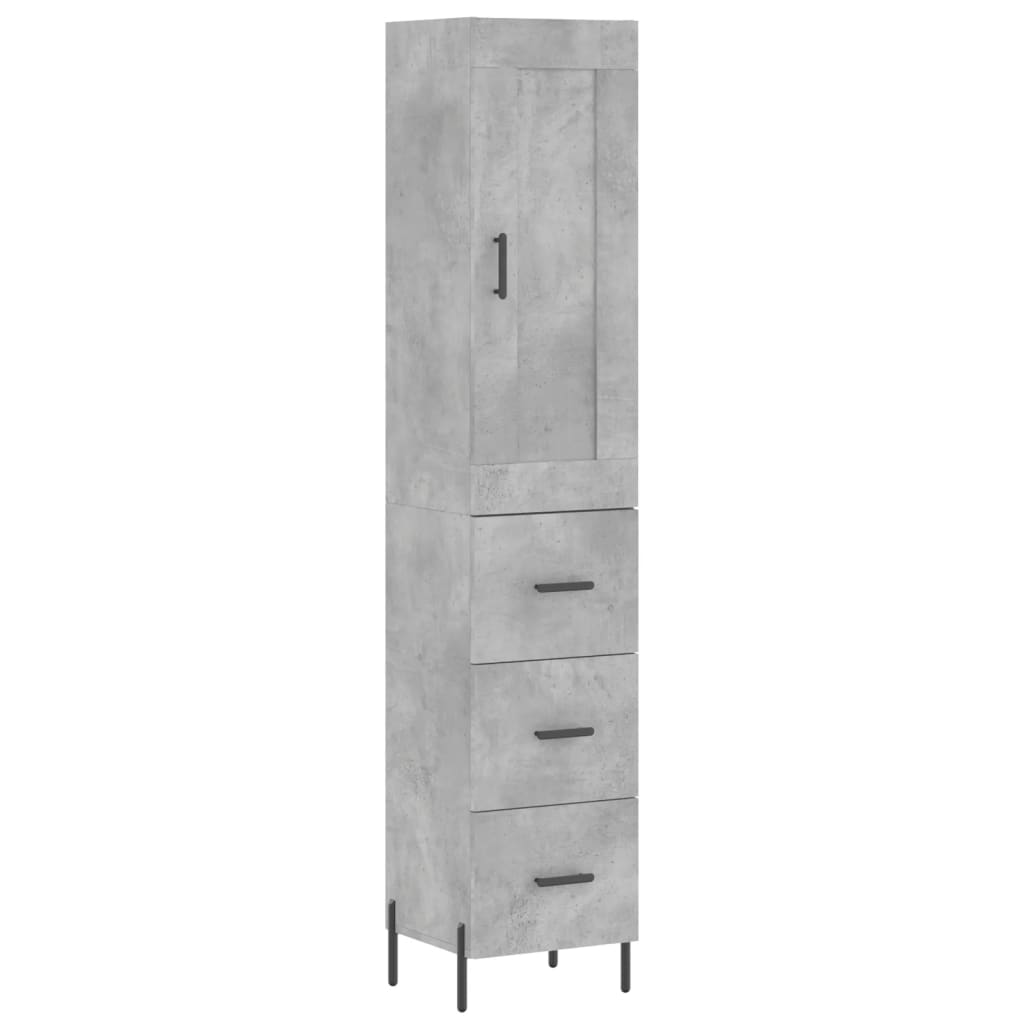 Buffet haut Gris béton 34,5x34x180 cm Bois d'ingénierie - XIOS