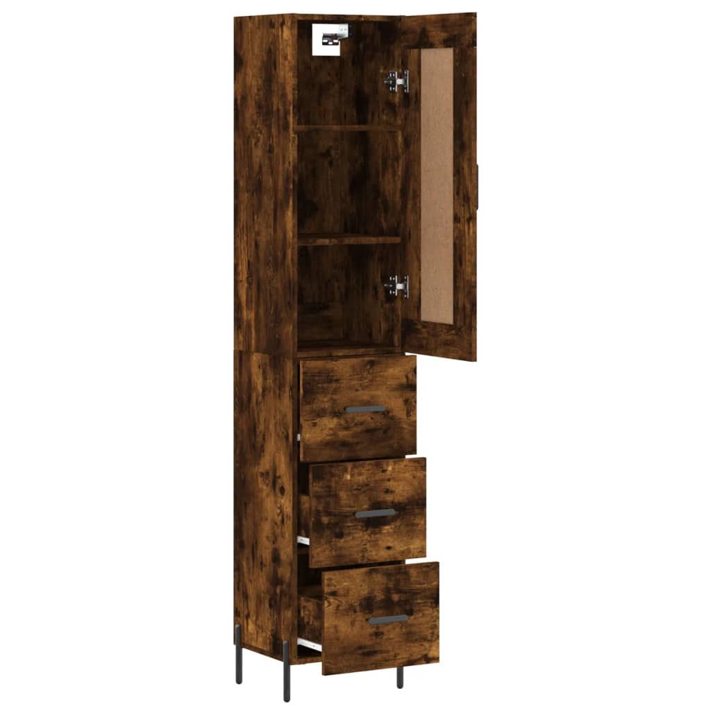 Buffet haut Chêne fumé 34,5x34x180 cm Bois d'ingénierie - XIOS
